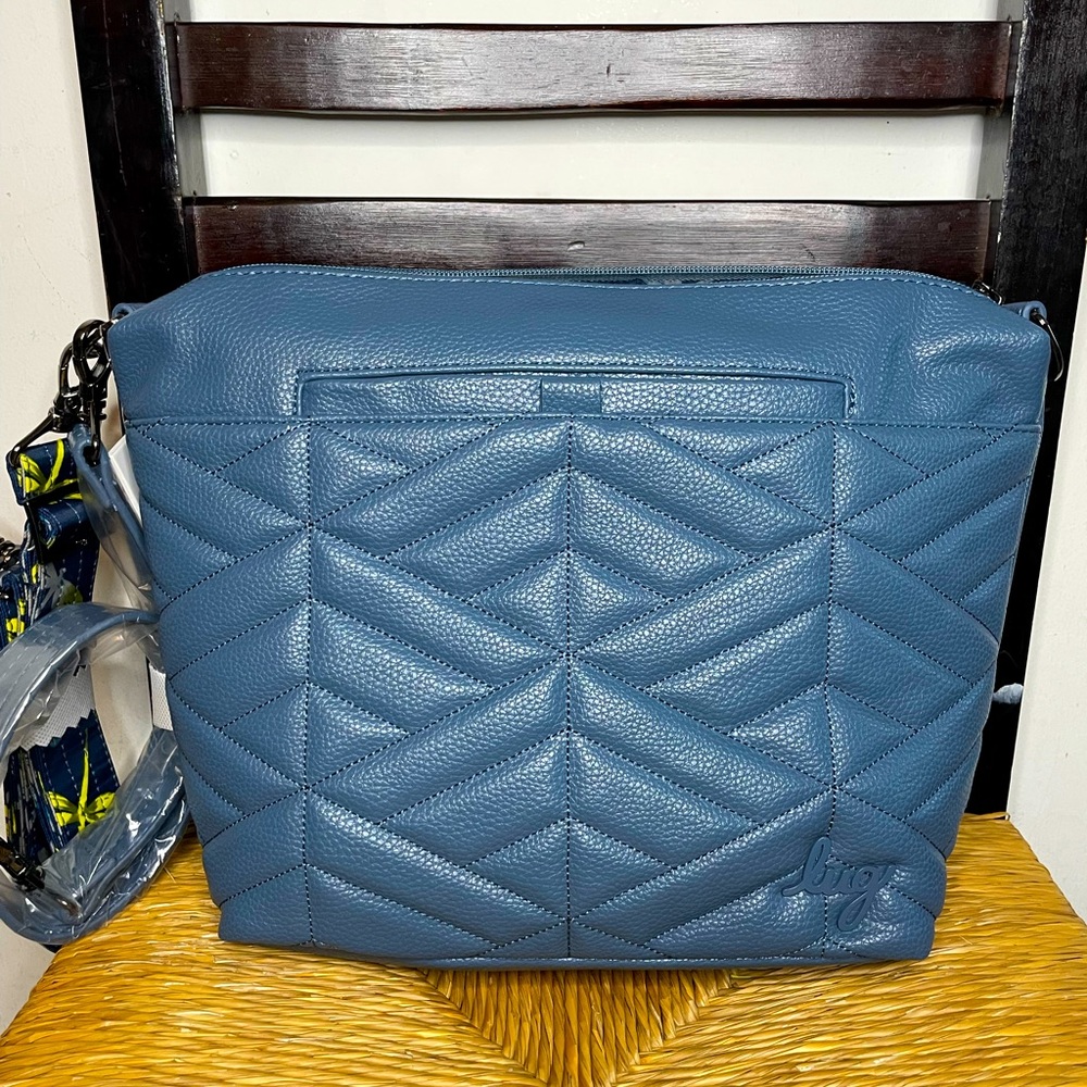 Lug Vegan Leather Flare XL Crossbody Bag, Slate Blue